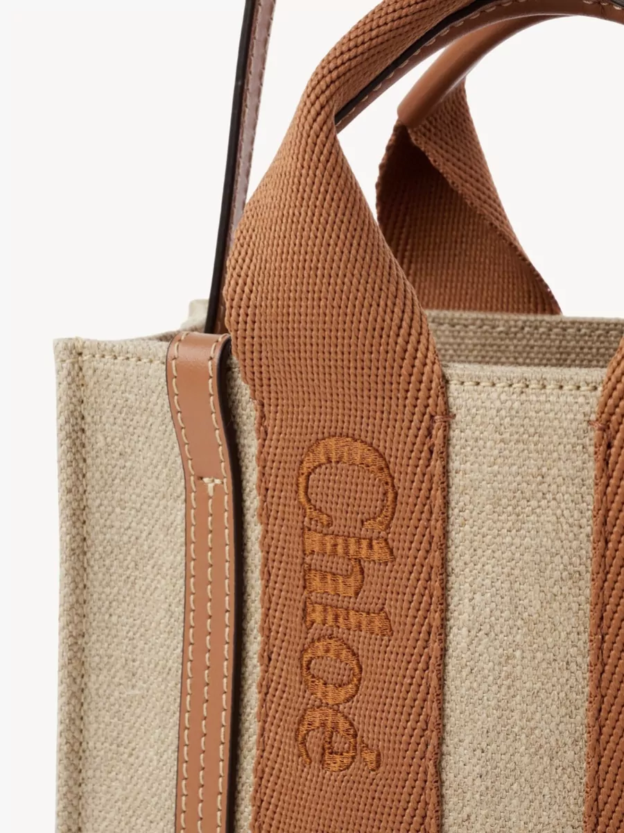 Chloé Woody Mini Linen Tote Bag
