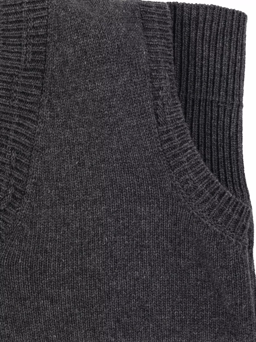 Mm6 Maison Margiela Wool Ribbed V-Neck Sleeveless Vest