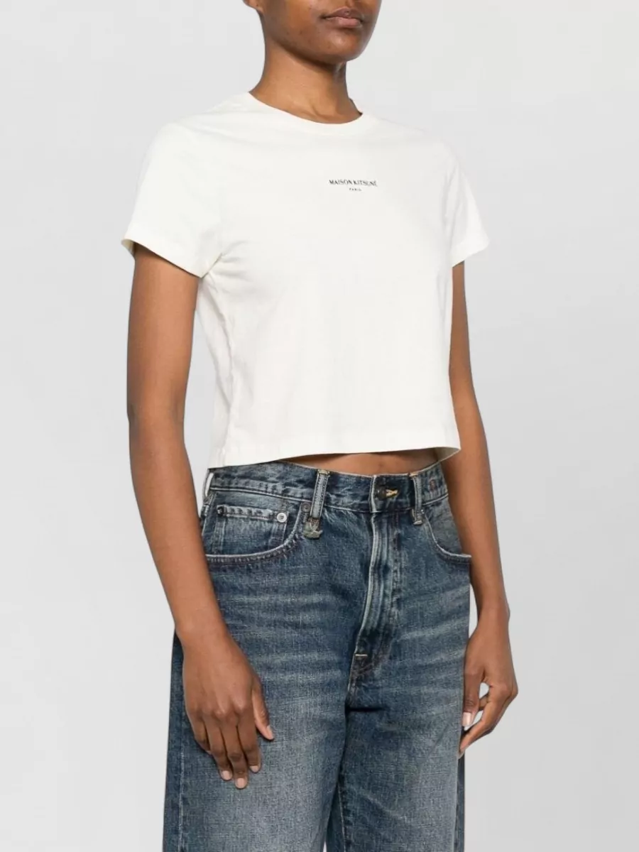 Maison Kitsuné Cropped Logo Cotton T-Shirt