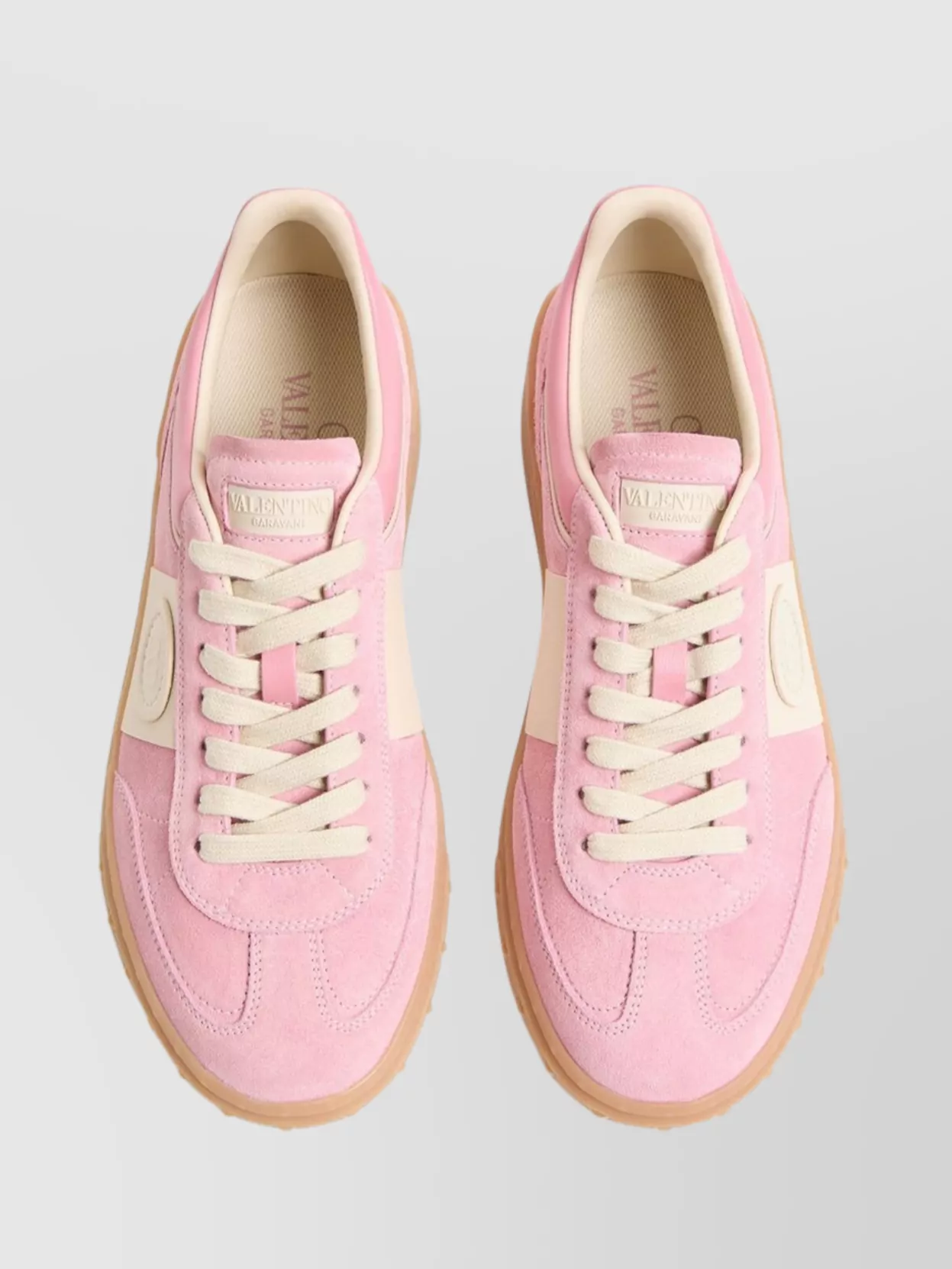 Valentino Round Toe Suede Sneakers With Stud Detail