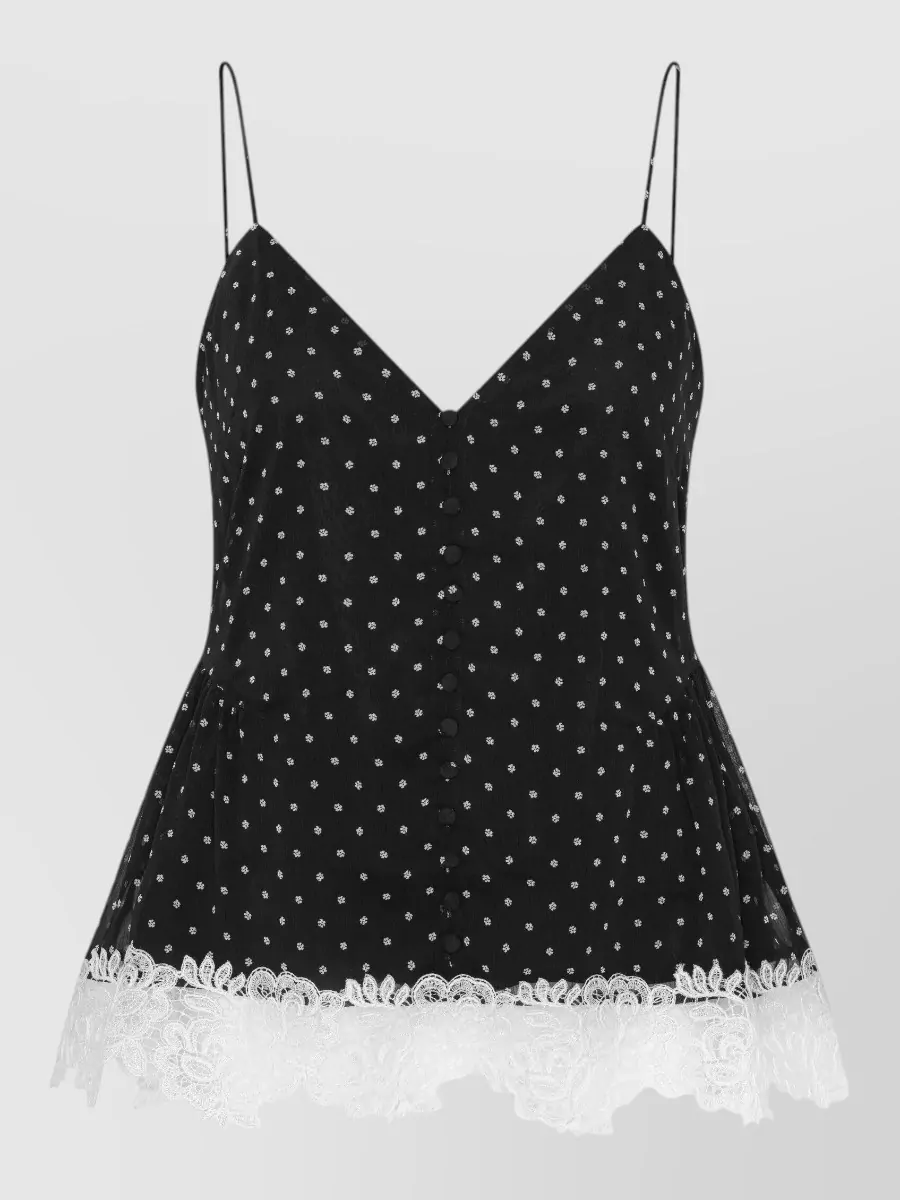 Rotate floral-print lace-trim v-neck tank top