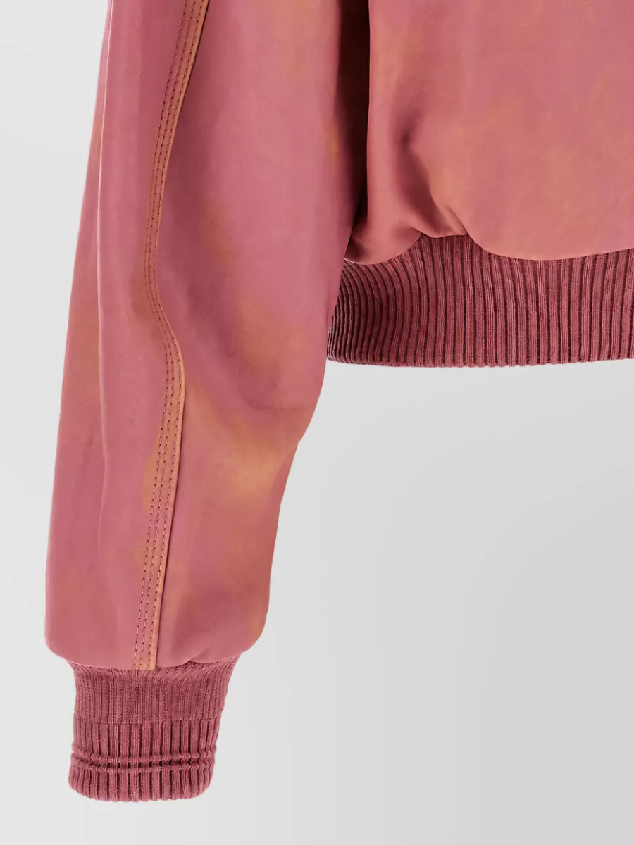 Diesel Lamb Leather Cropped Oversized Jacket