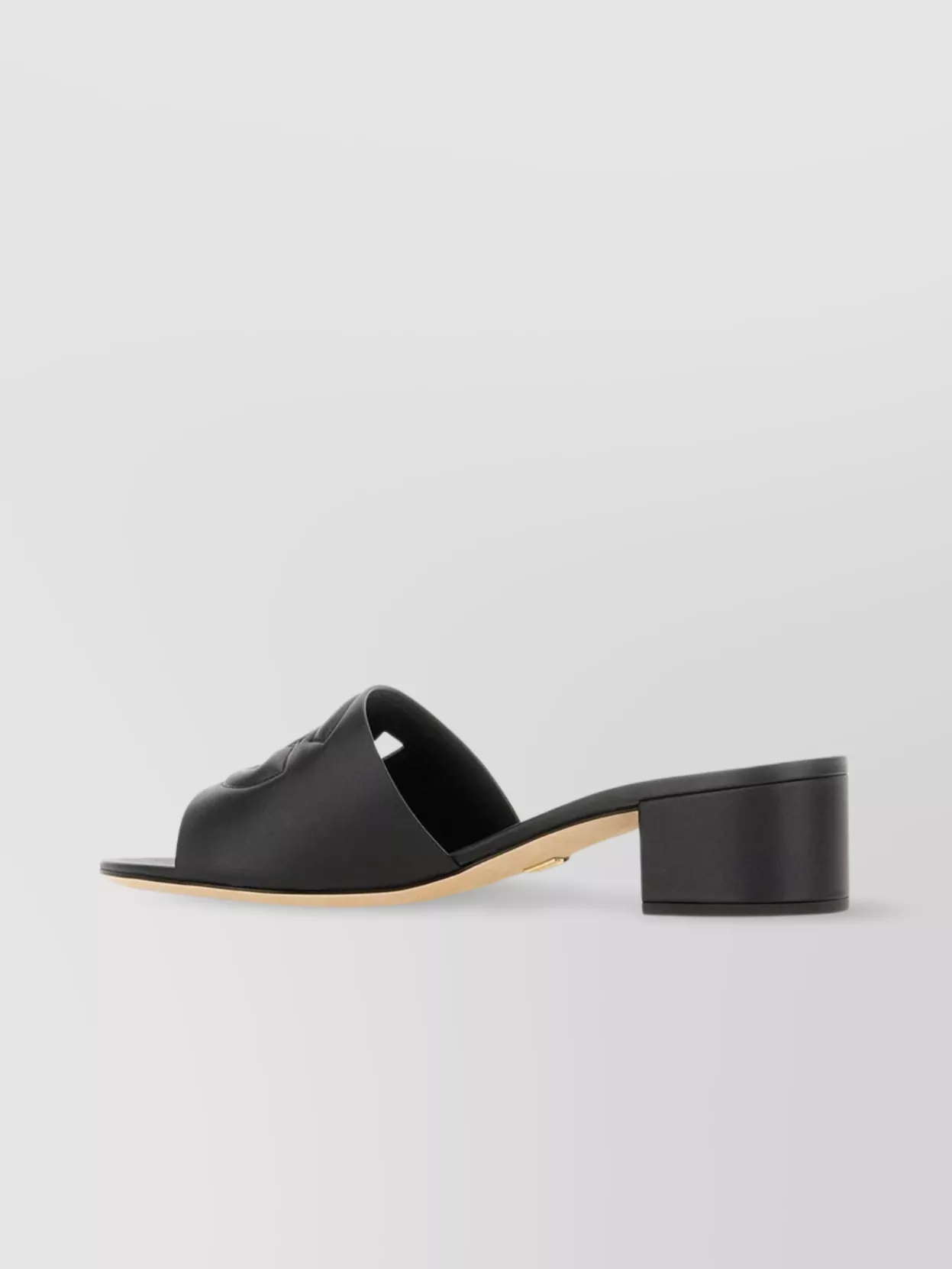 Dolce&Gabbana Leather Block Heel Slippers Calf Round Toe