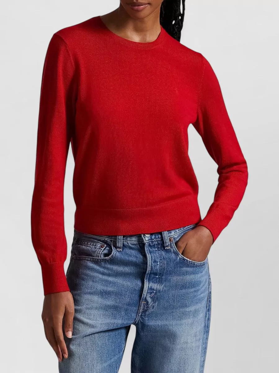 Ralph Lauren Logo Crew Neck Knit Sweater Long Sleeves