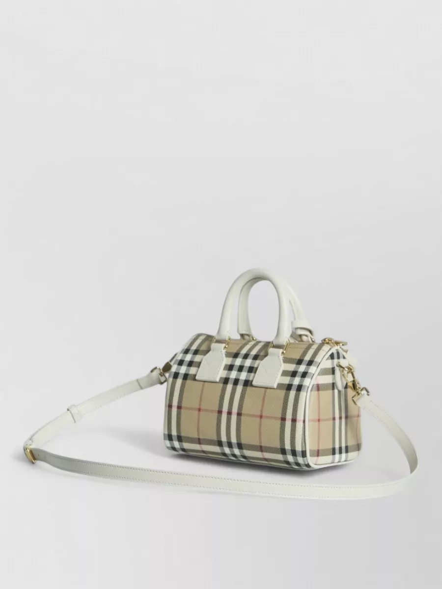 Burberry Mini Bowling Mini Coated Canvas Check Cross-Body Bag