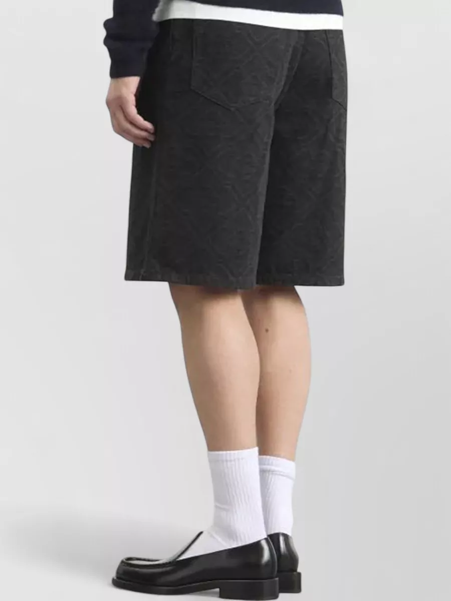 Casablanca Monogram Laser Denim Shorts Mid Rise