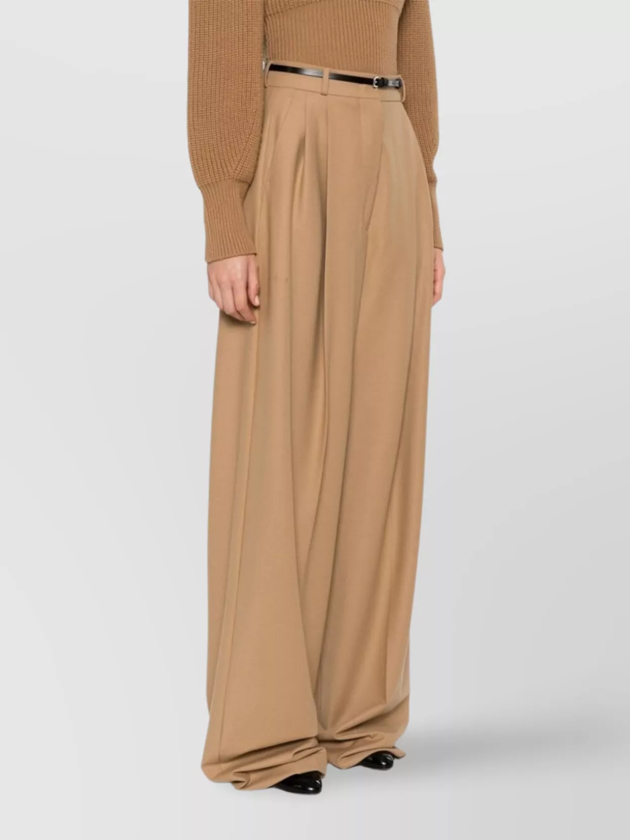 Sportmax High Waist Wide Leg Trousers With Pleats