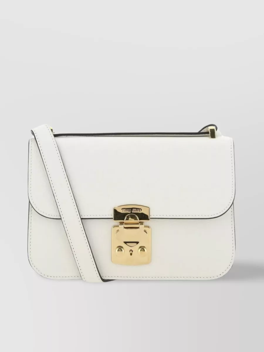Shop Miu Miu Adjustable Leather Shoulder Bag In White