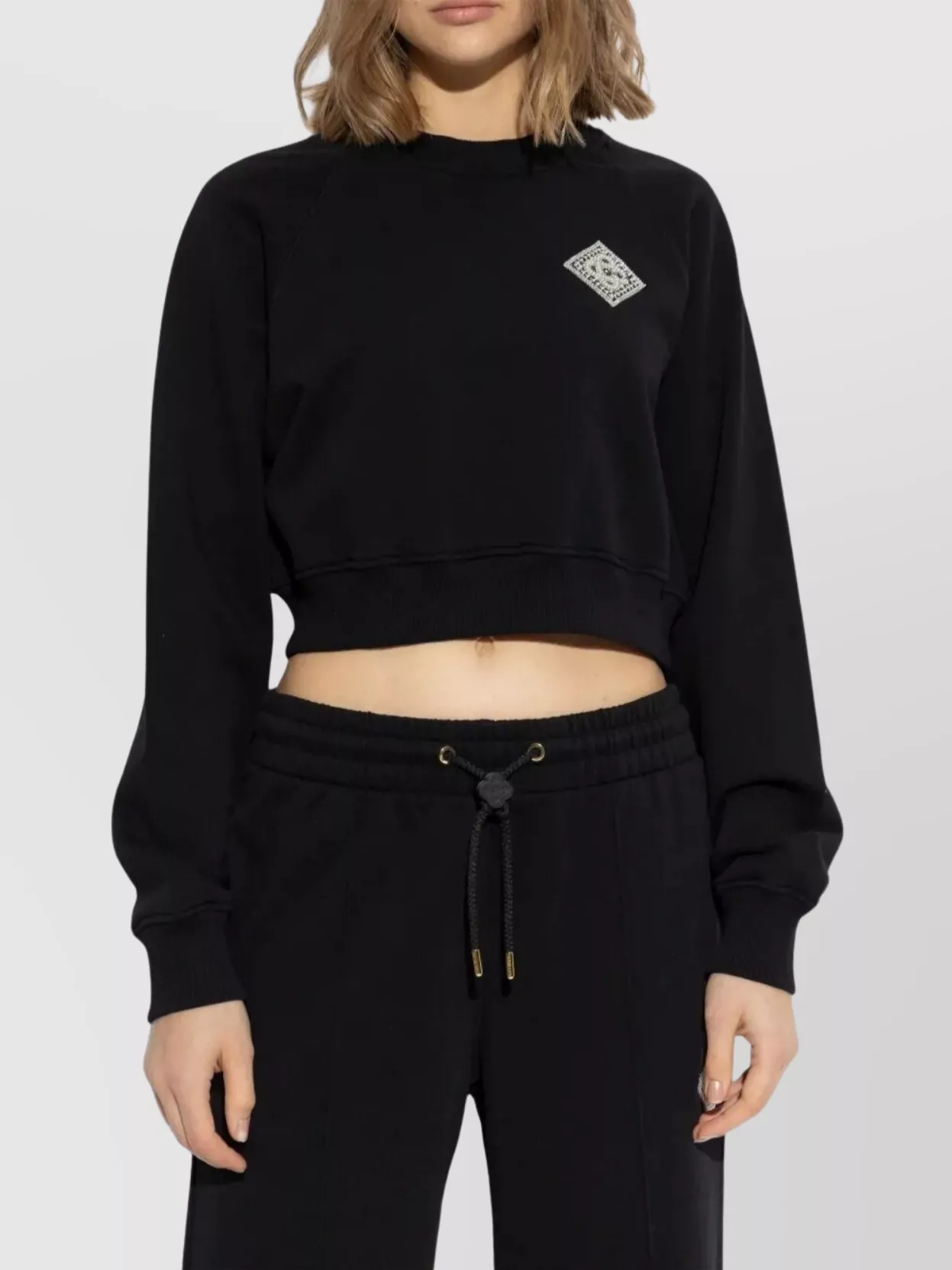 Casablanca Pearl Diamond Patch Cropped Sweatshirt