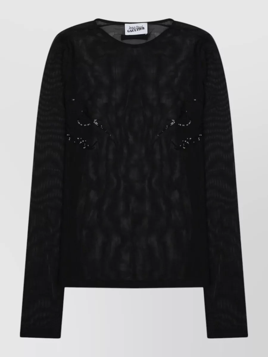 Jean Paul Gaultier sheer printed knitted top