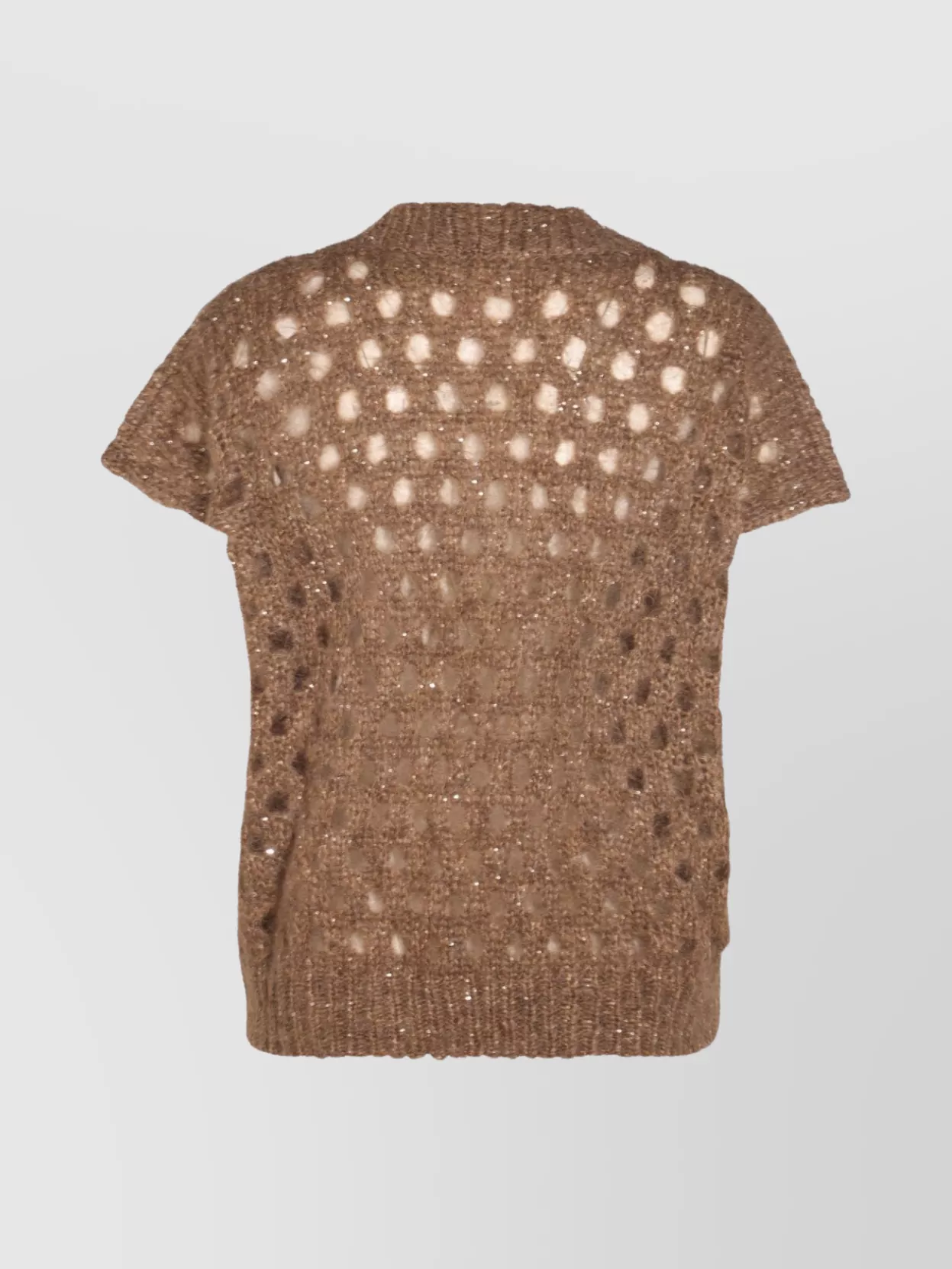 Brunello Cucinelli Crewneck Knitwear Sequin Embellishments In Brown