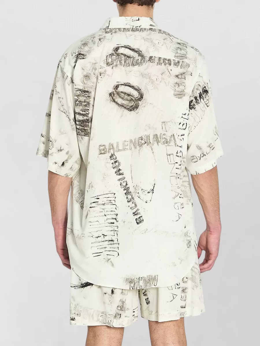 Balenciaga Viscose Oversized Printed Short-Sleeve Pyjama Shirt