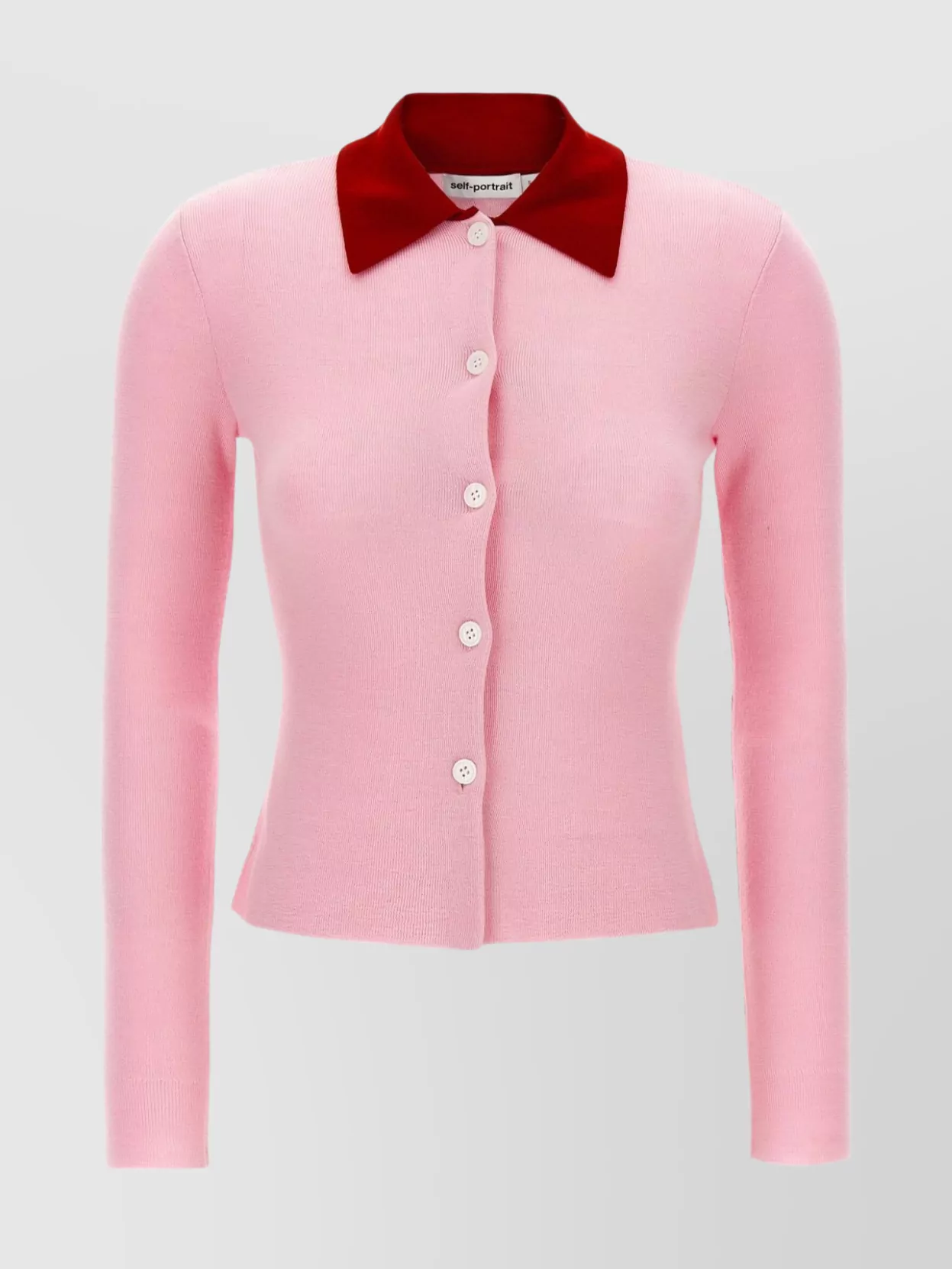 Self-Portrait Wool Slim-Fit Long-Sleeve Cardigan