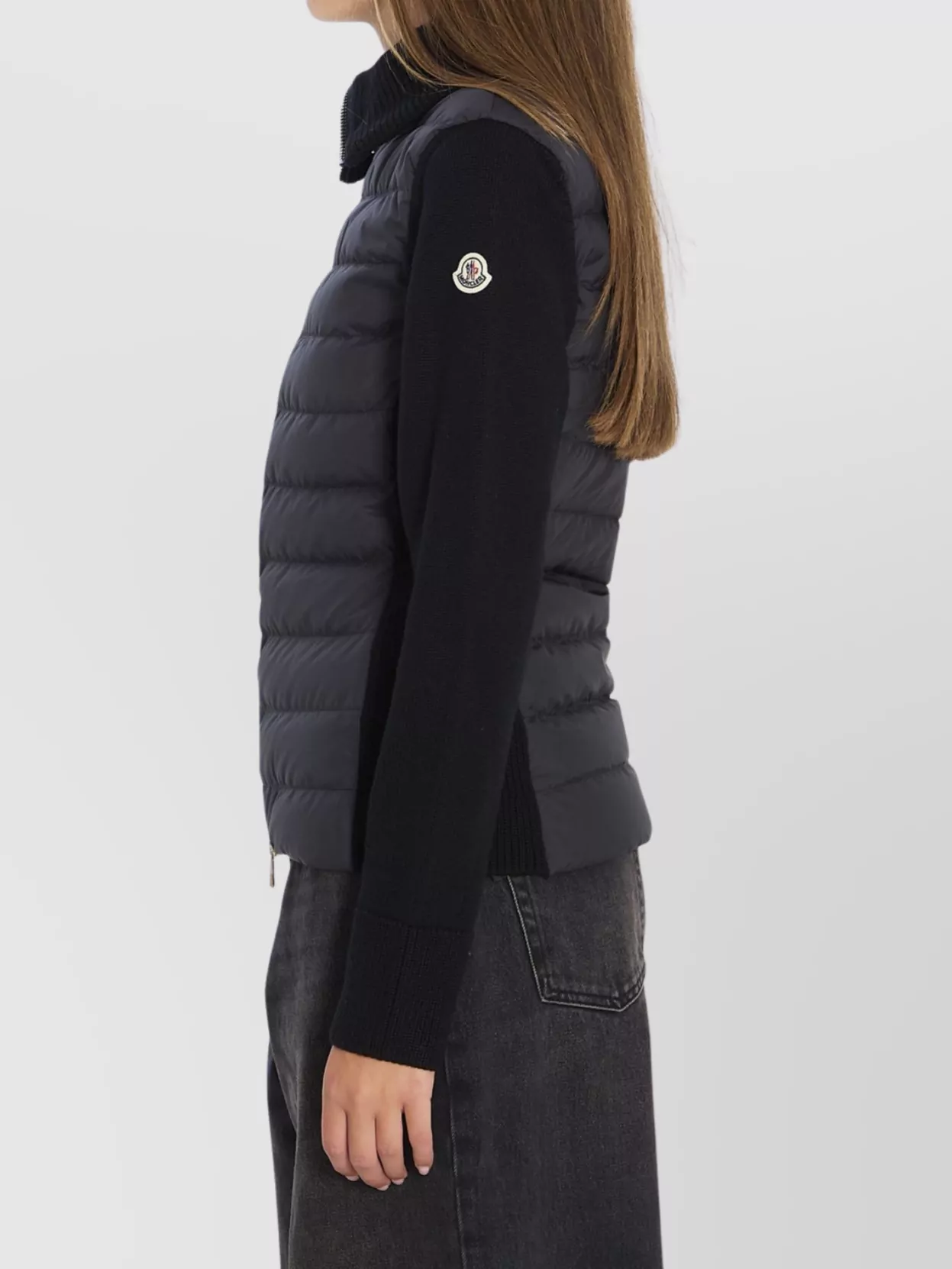 Moncler Wool Padded High Collar Cardigan