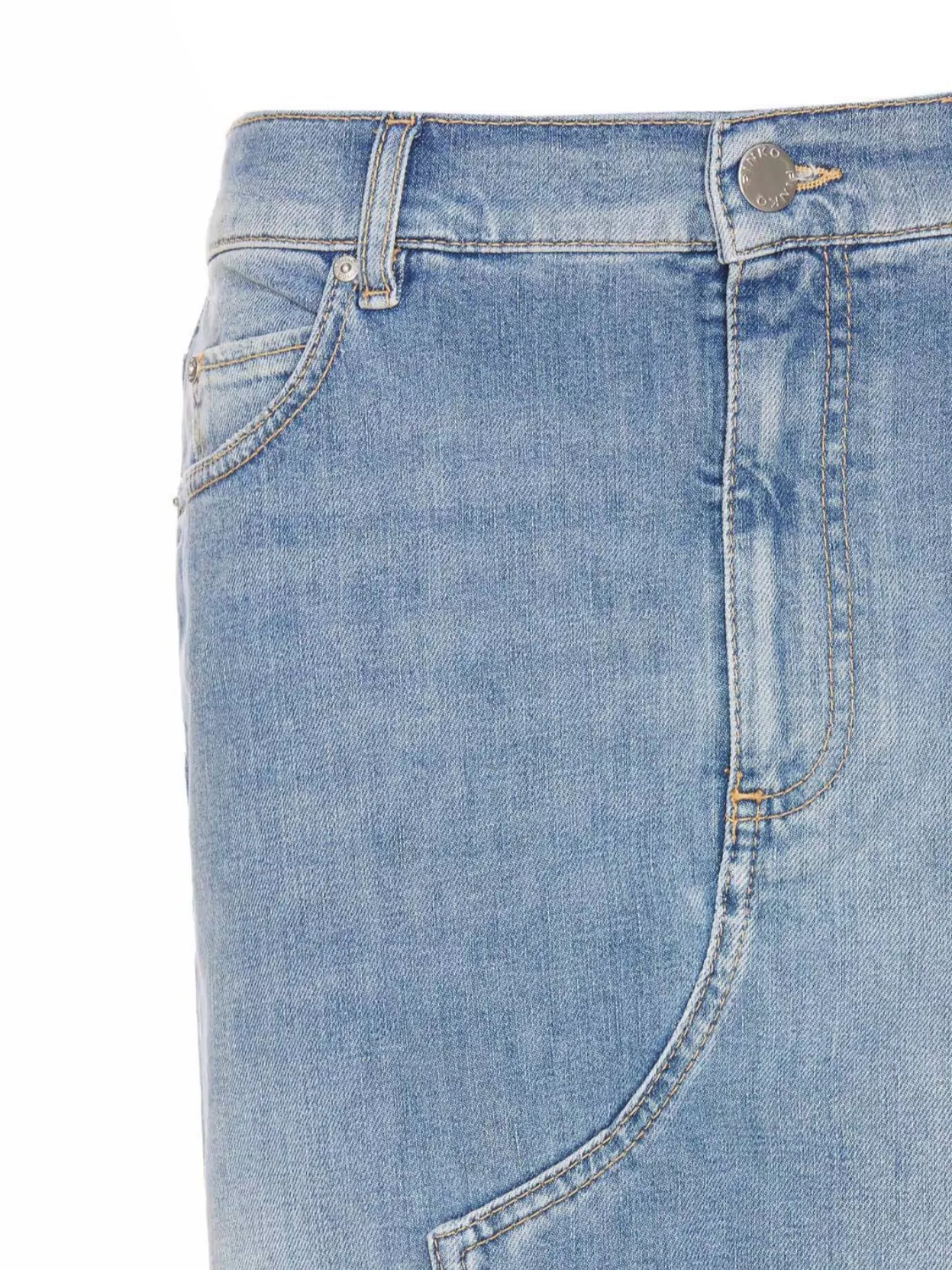 Shop Pinko Denim Skirt With Back Pockets And Front Slit