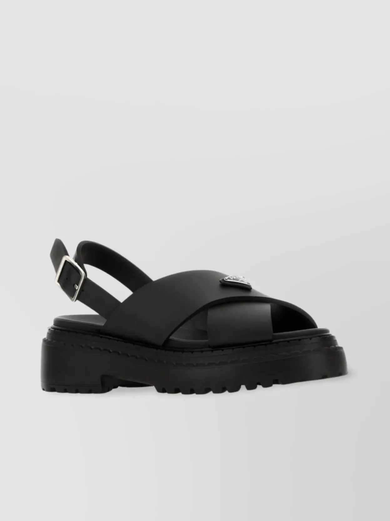 Prada Rubber Sandals With Buckle Detail And Chunky Sole In Black