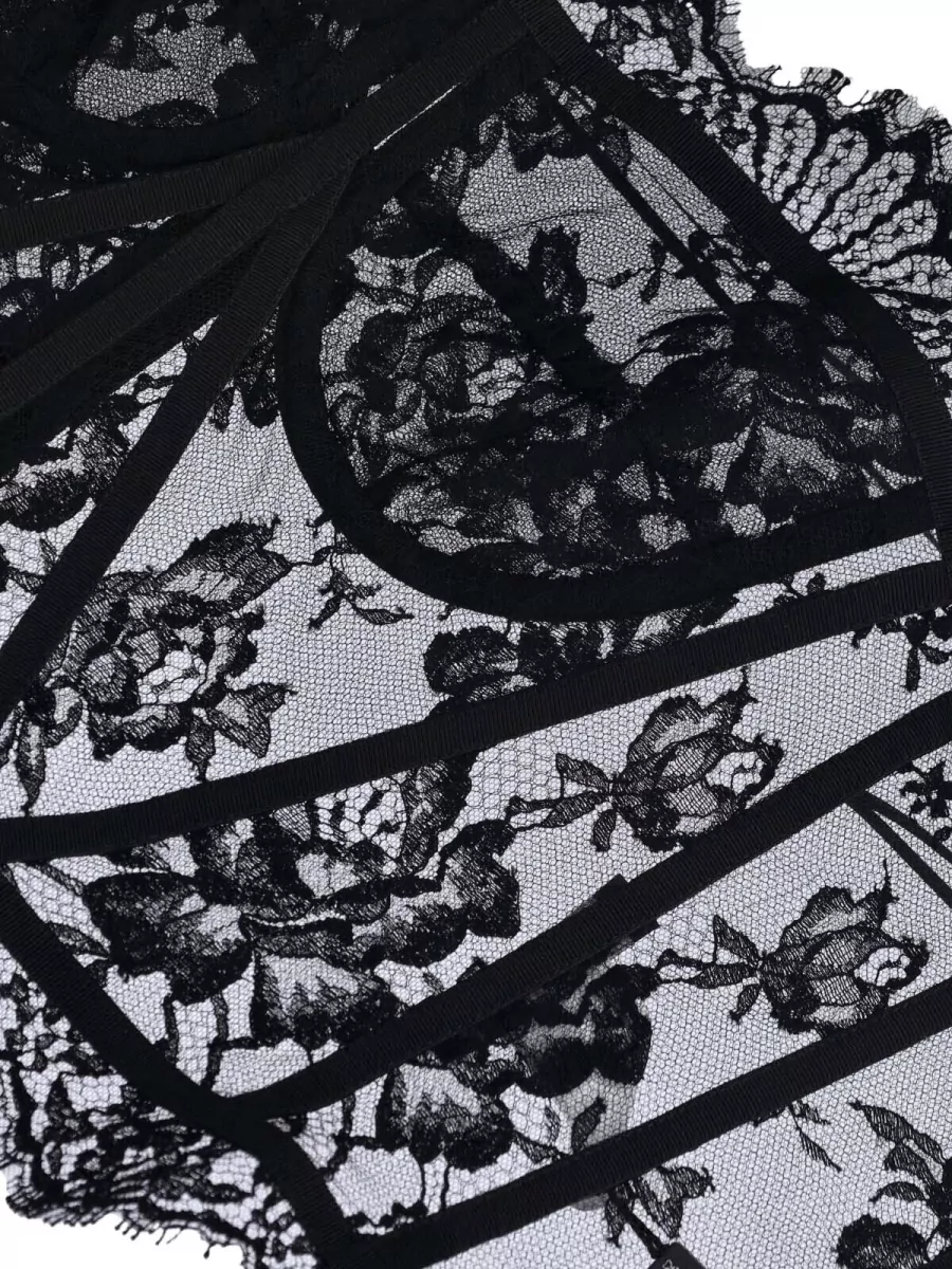 Dolce&Gabbana Top Floral Pattern Lace Detailing Scalloped Edges