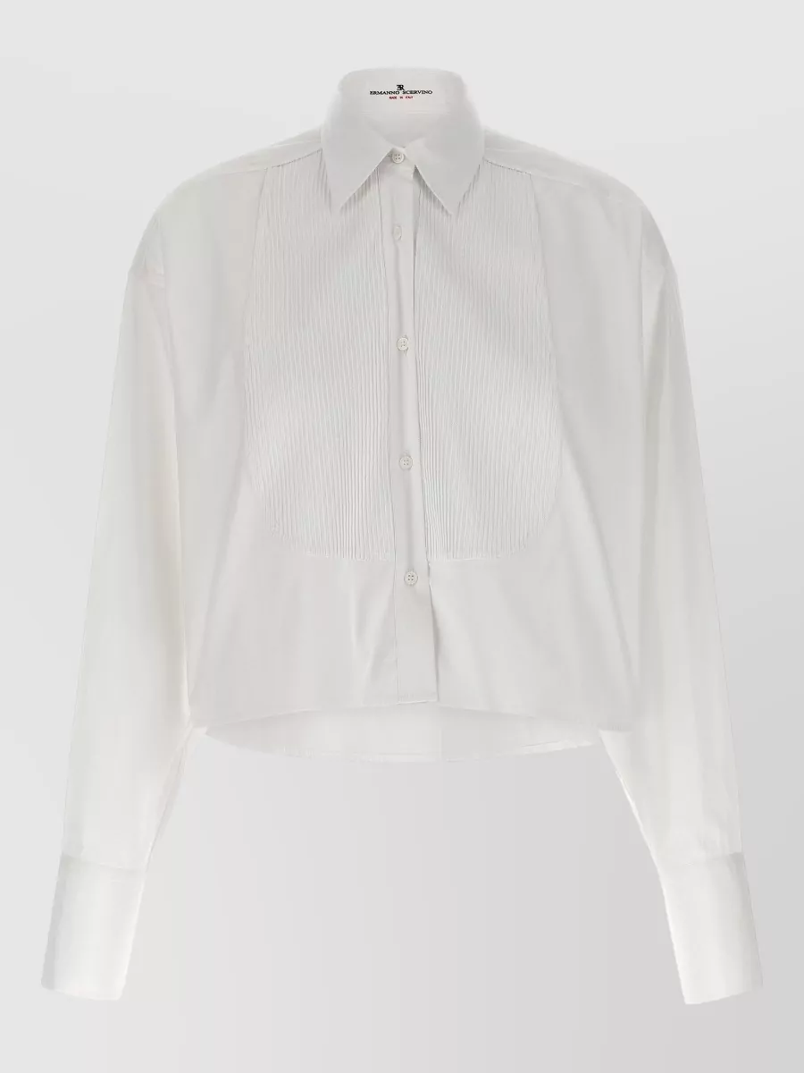 Ermanno Scervino Shirt Plastron Collared Neck Long Sleeves In White