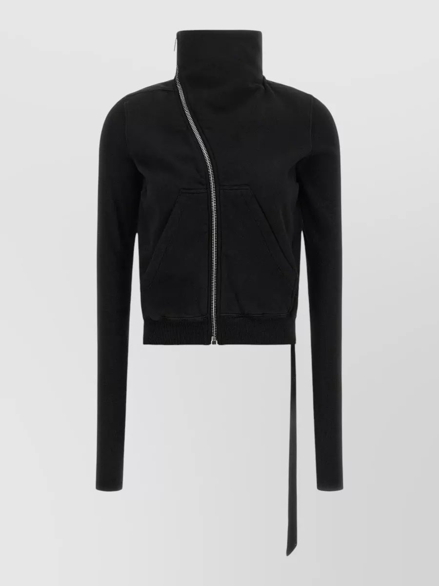 Rick Owens Drkshdw asymmetric zip high neck sweatshirt