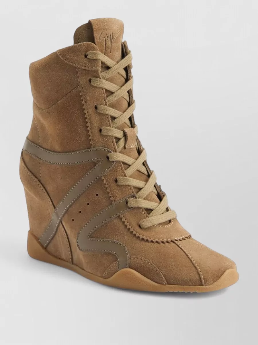 Giuseppe Zanotti Suede Leather Wedge Hi-Top Sneakers
