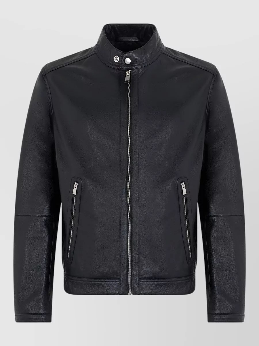 Boss leather zip-up jacket