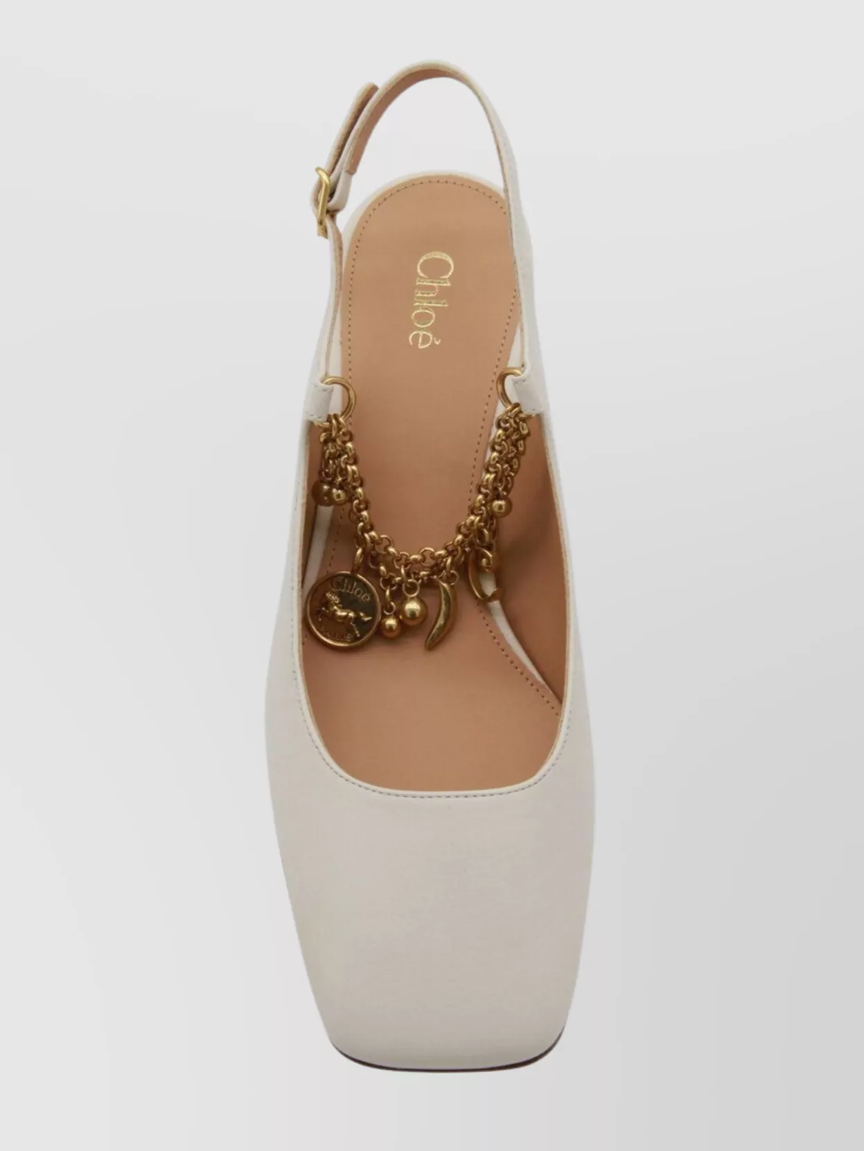 Chloé Chunky Heel Chain Square Toe Pumps