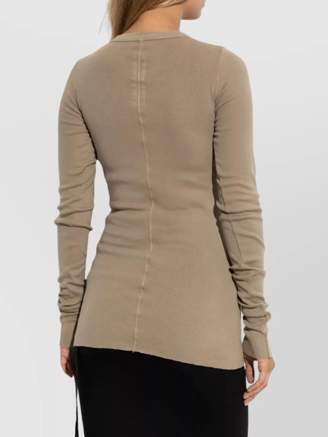 Rick Owens Drkshdw Asymmetric Hem Long Sleeve Ribbed Top