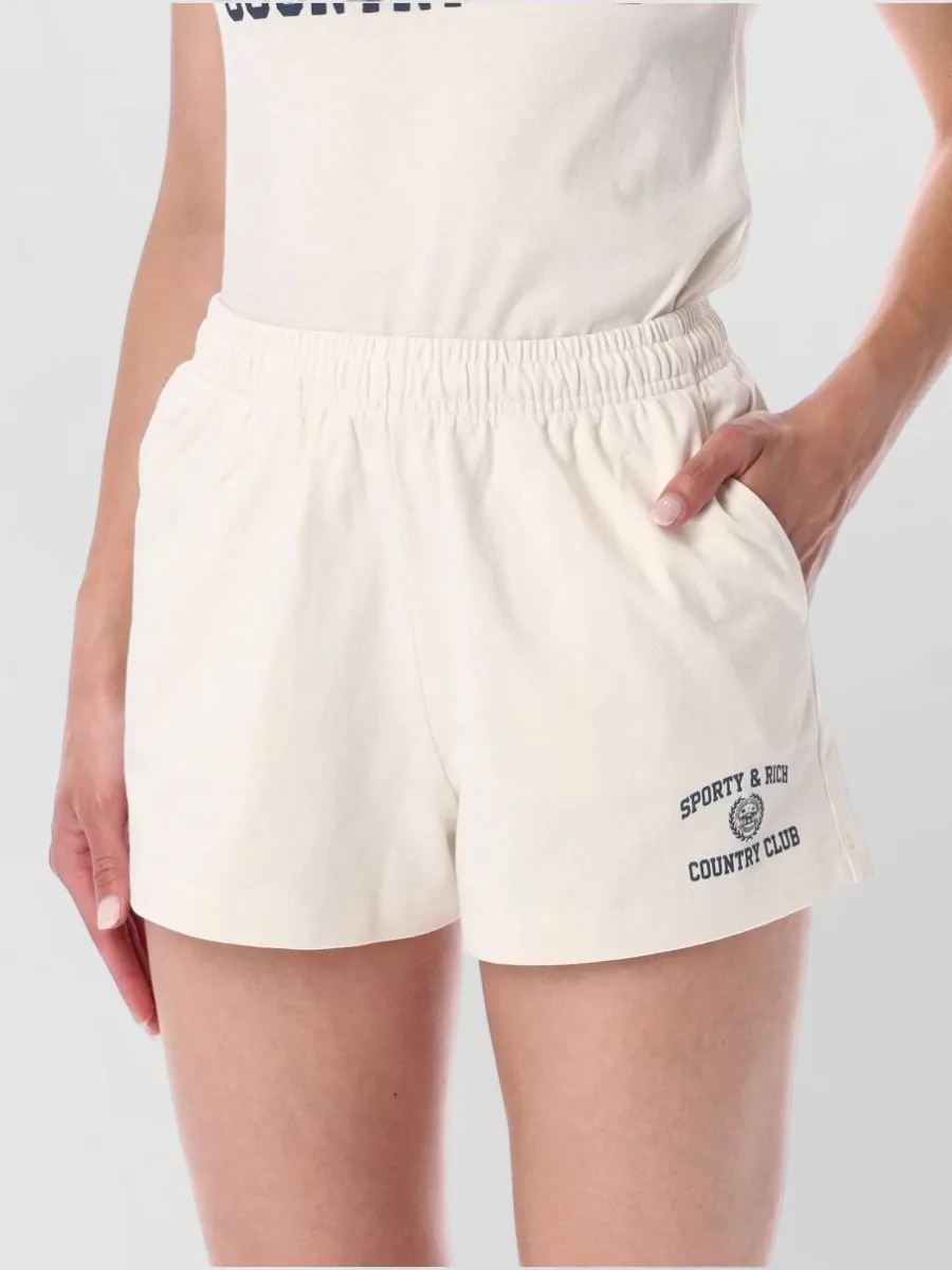 Sporty & Rich Cotton Varsity Mid-Length Shorts