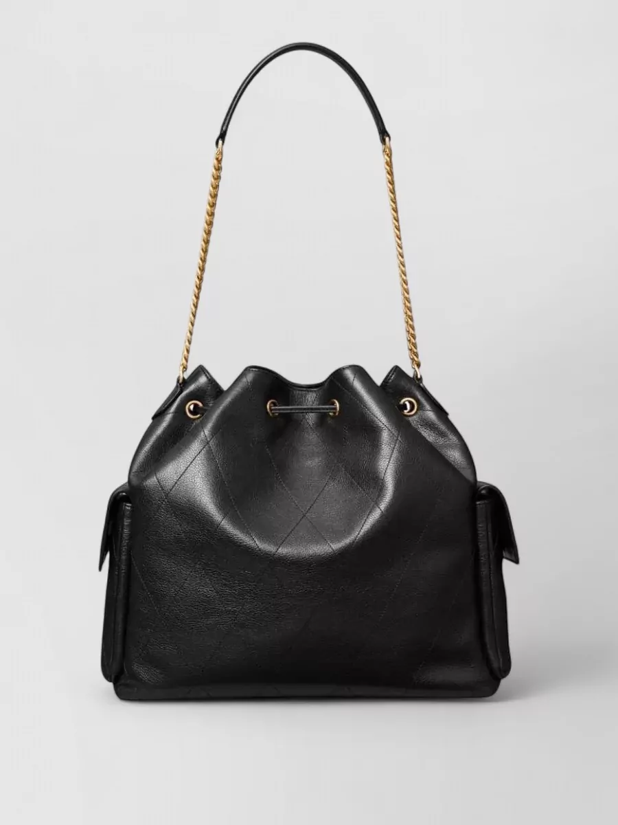 Tory Burch Quilted Leather Drawstring Bucket Bag