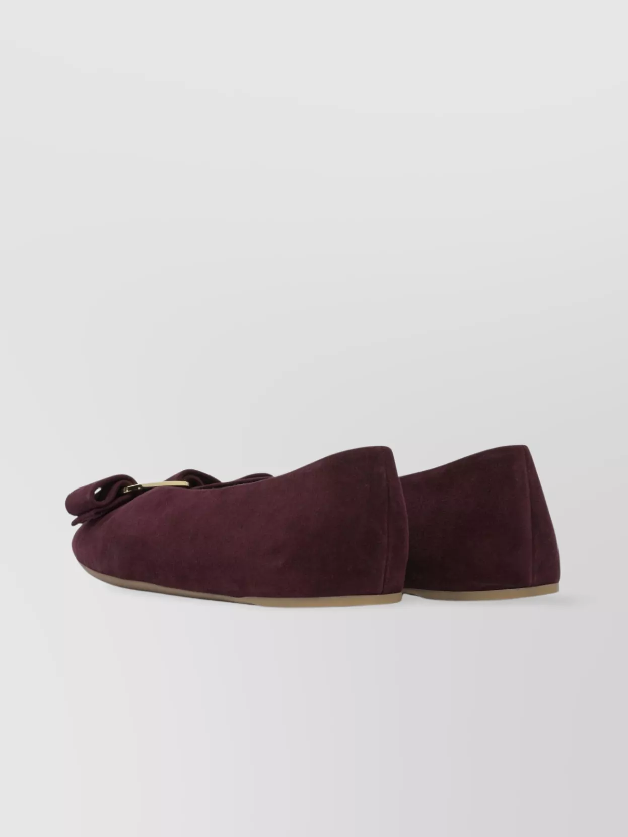 Ferragamo Bow Detail Flat Sole Ballerina Shoes In Burgundy