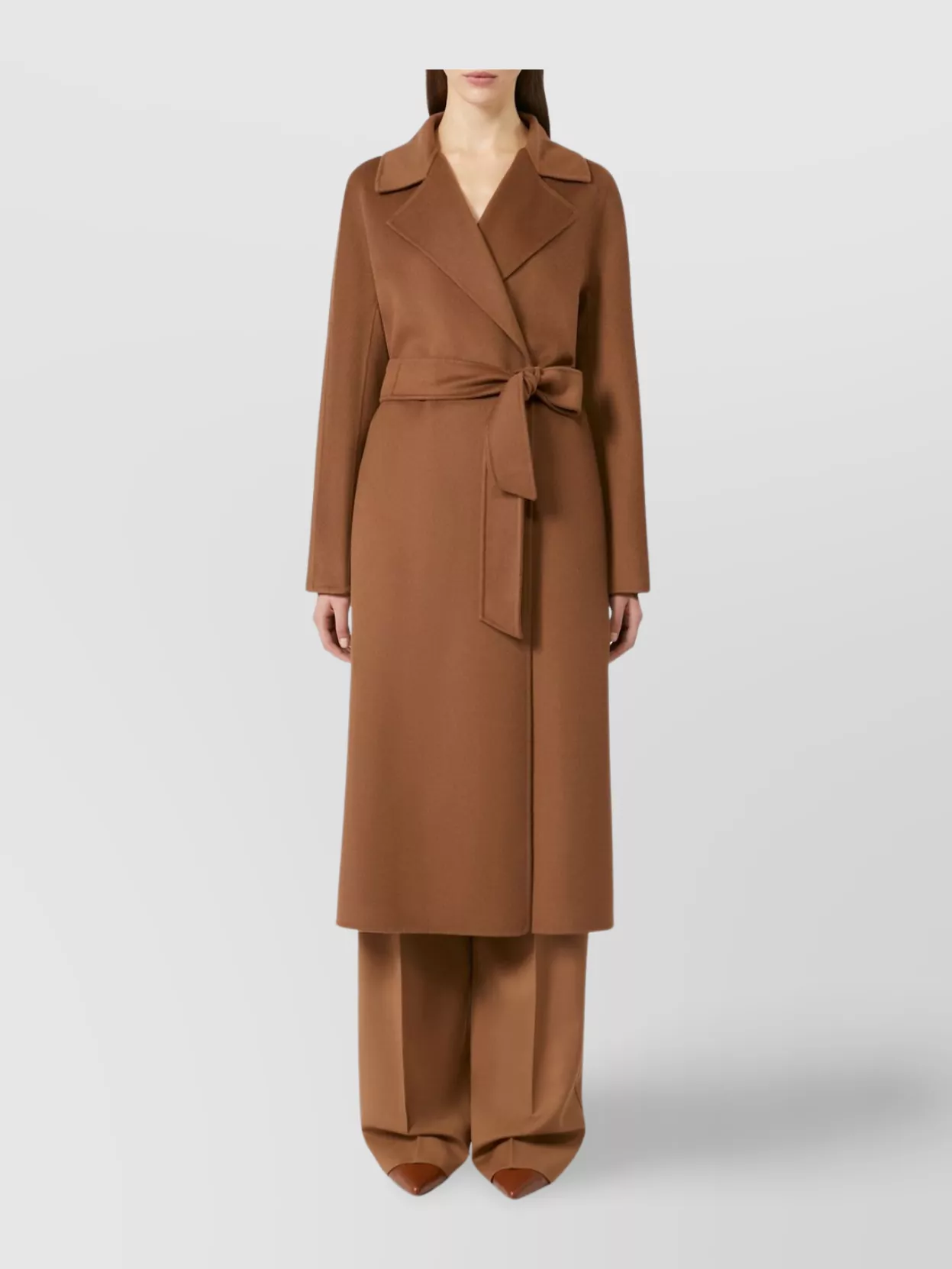 Max Mara Waist Belted Long Length Coat In Brown