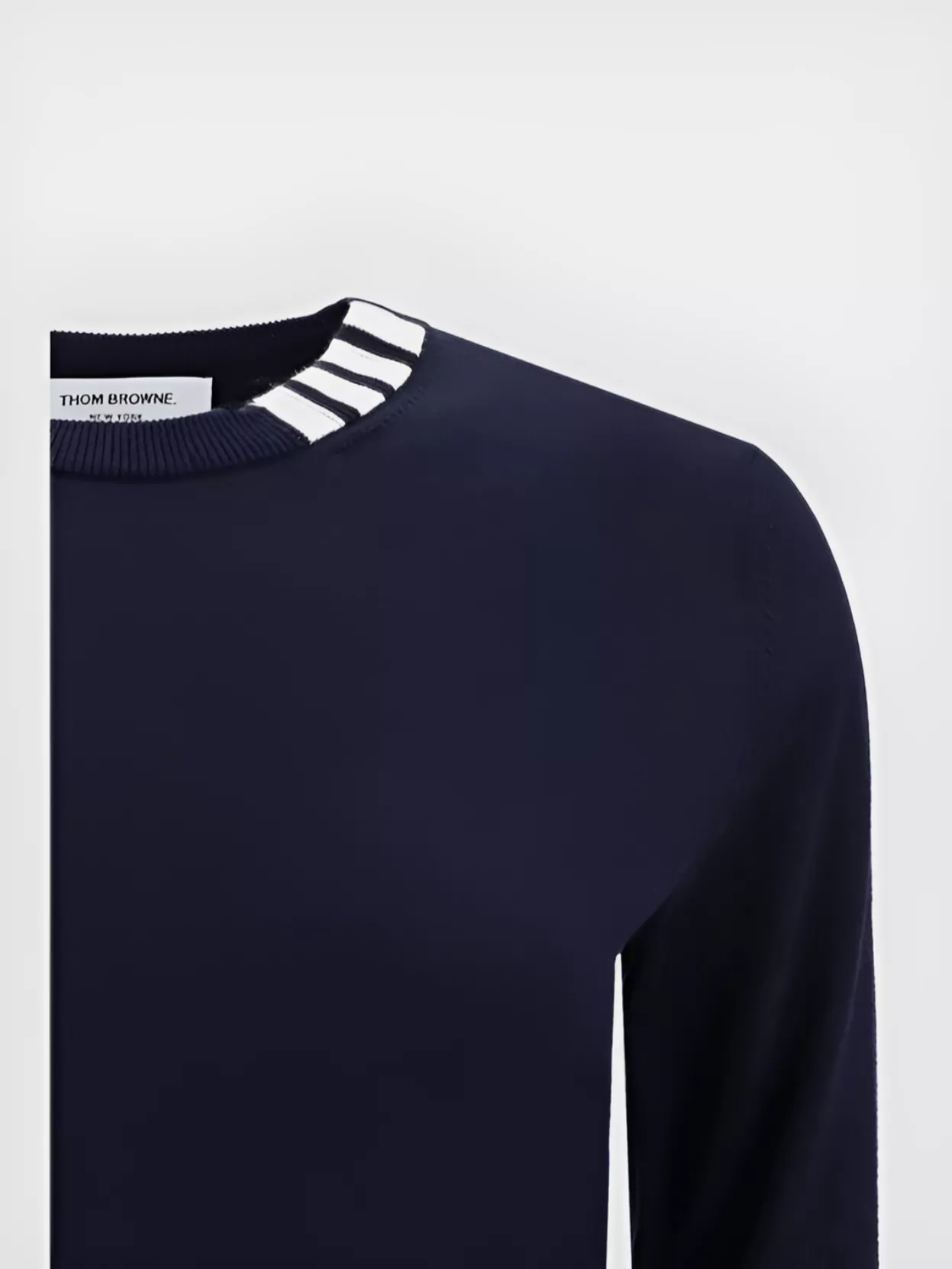 Thom Browne Crew Neck Sweater With White Bands