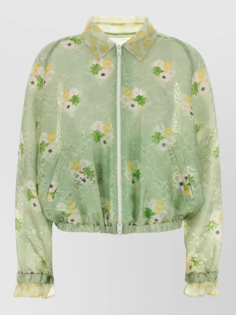 Fendi silk organza lace bomber jacket