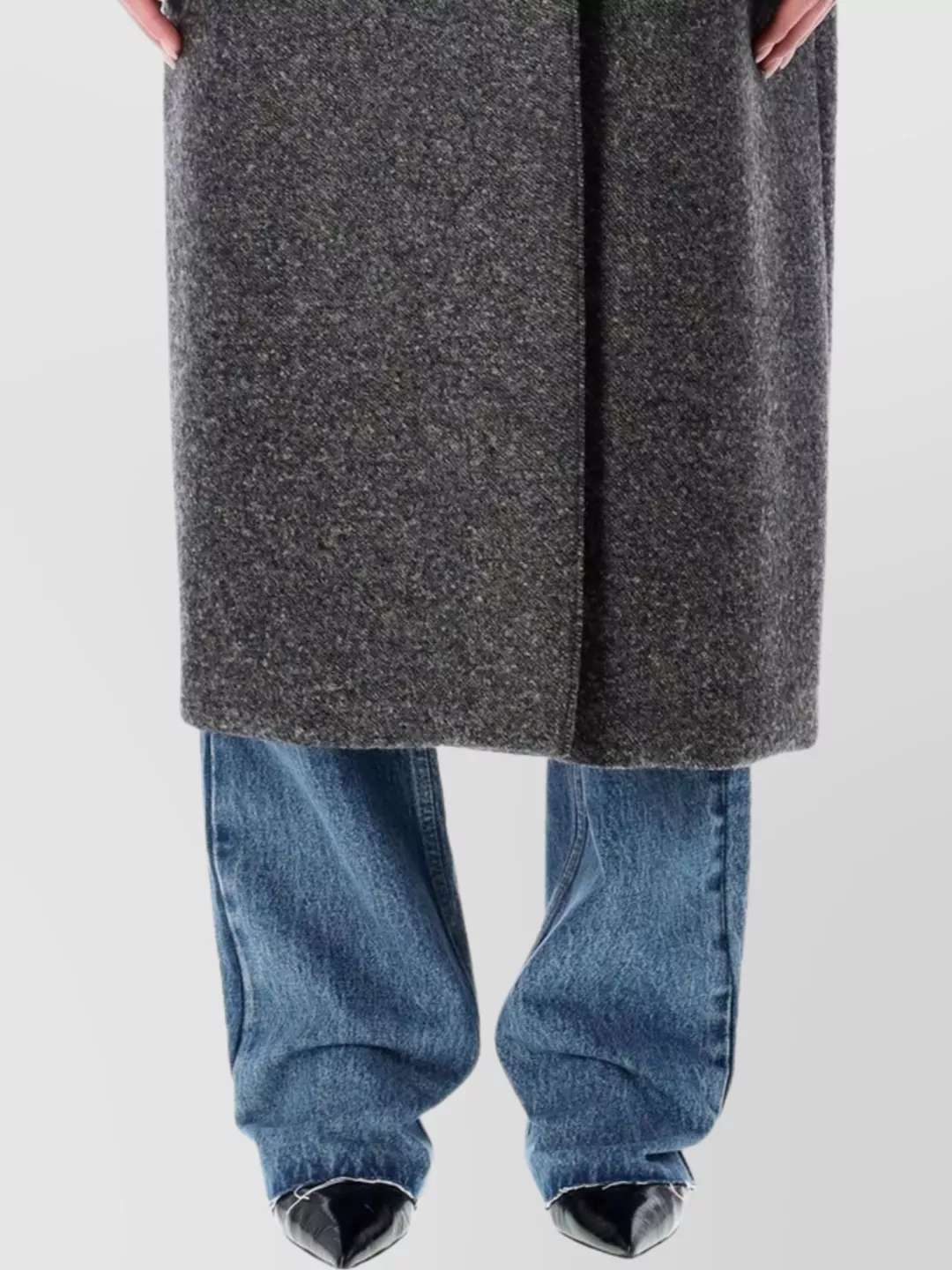 Soeur Long High Collar Coat With Side Pockets In Multi