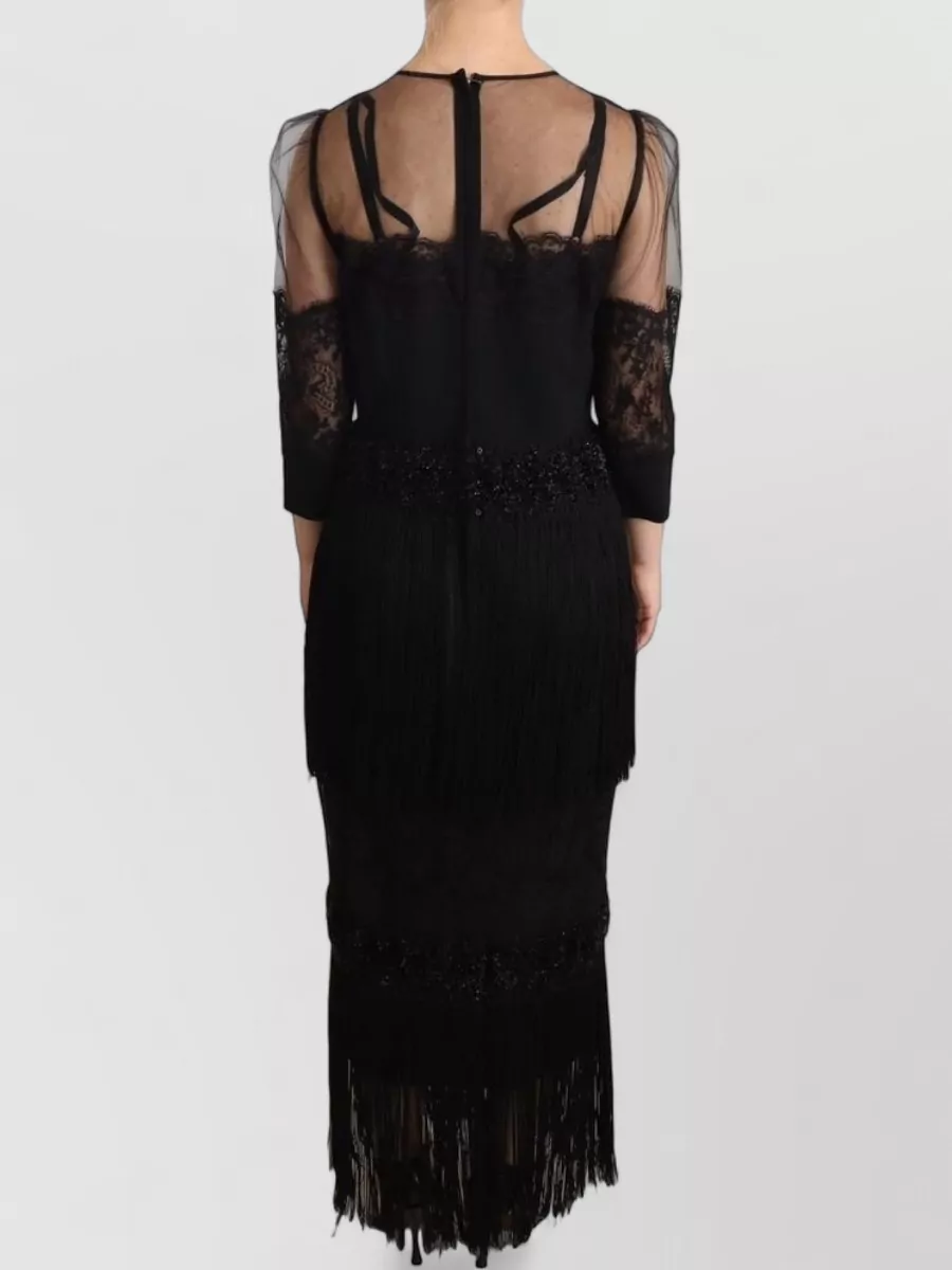Dolce&Gabbana Sheer Floral Lace Crystal Maxi Dress
