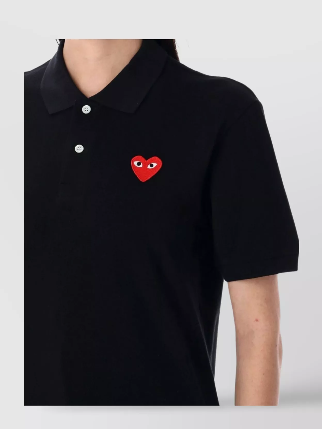 Comme Des Garçons Play Heart Embroidered Polo Collar Short Sleeves