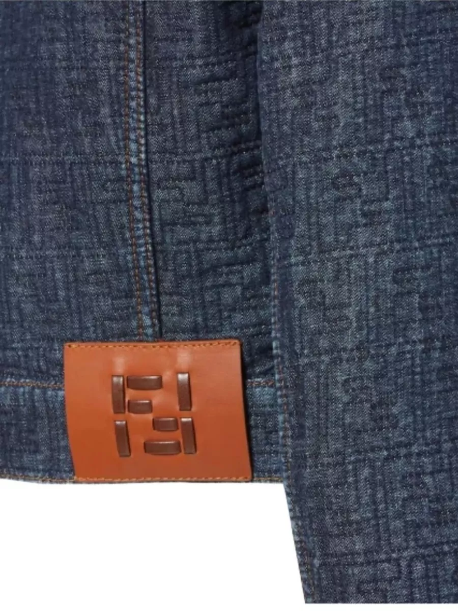 Fendi Logo Motif Cropped Denim Jacket