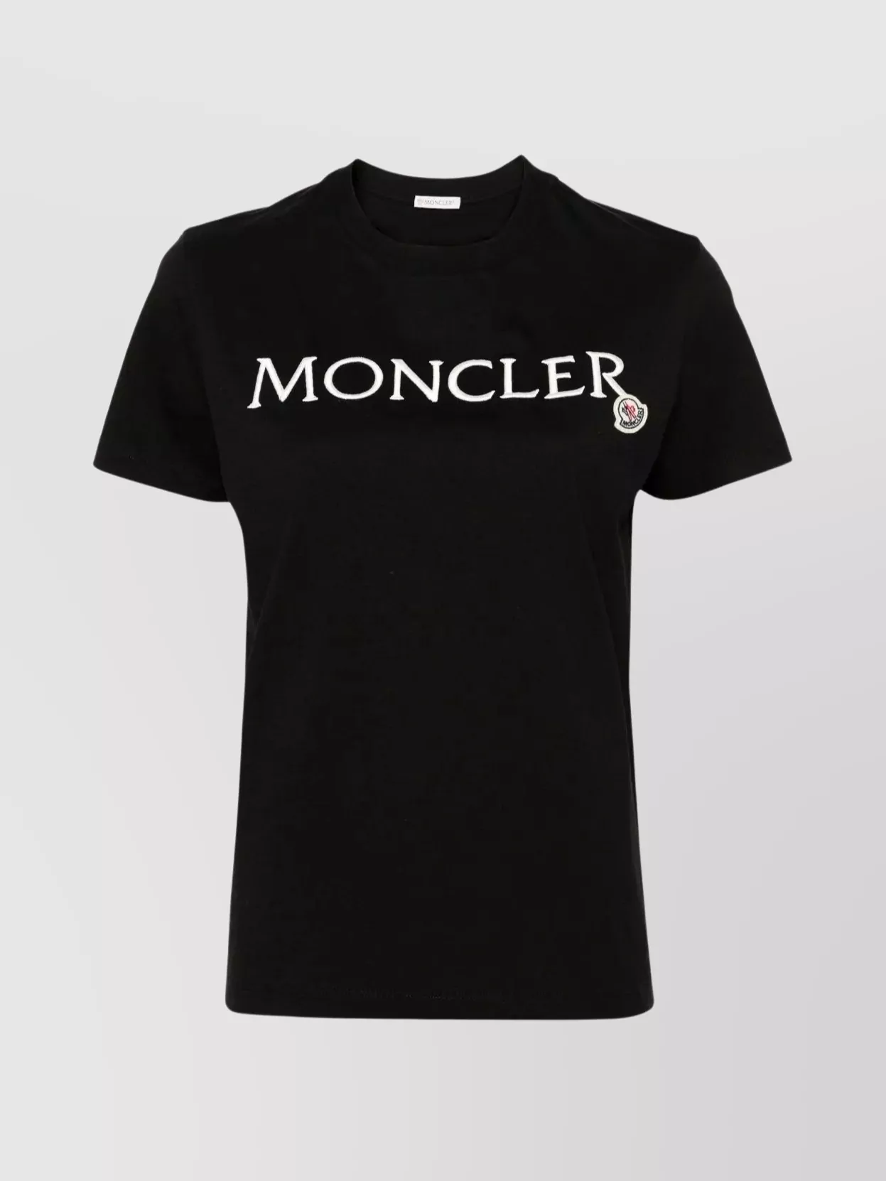 Shop Moncler Logo Trim Crew Neck T-shirt In Black