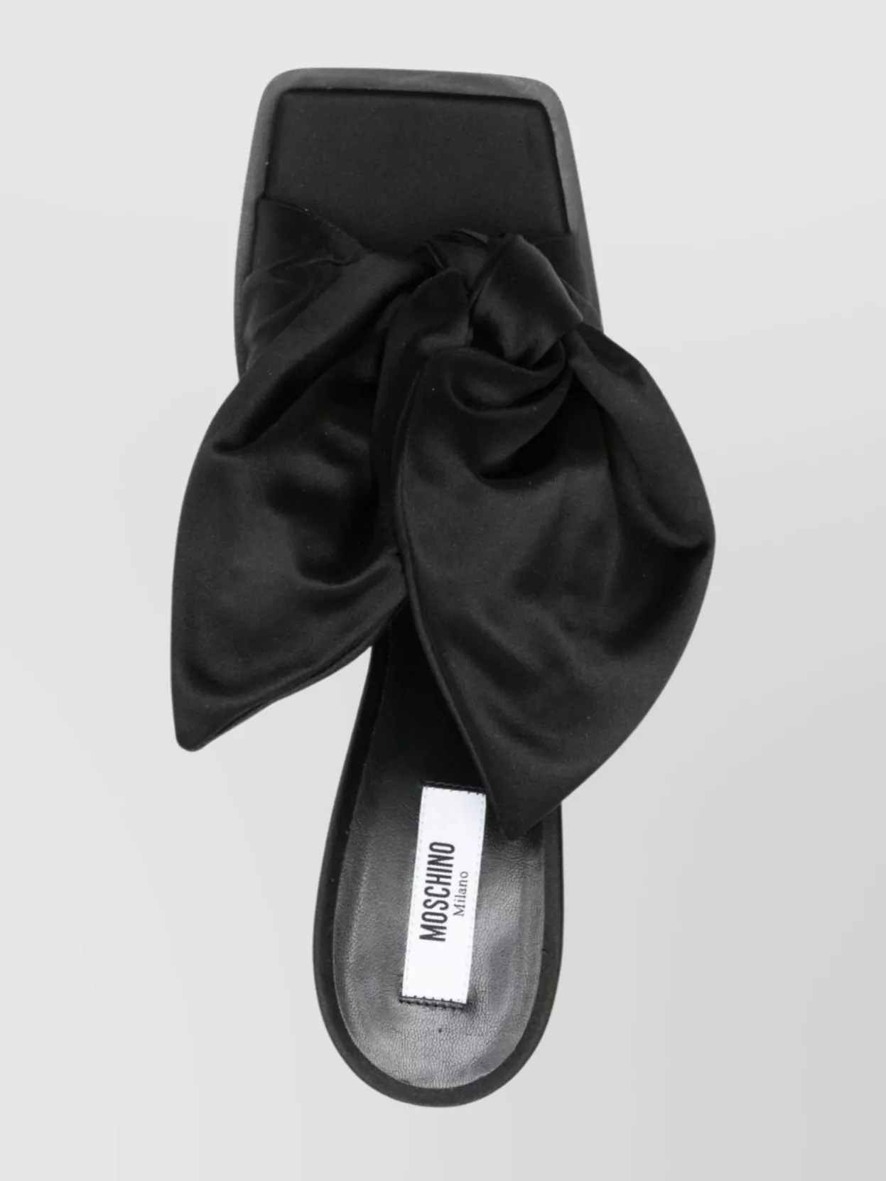 Moschino Satin Mules With Bow Detail And Square Toe