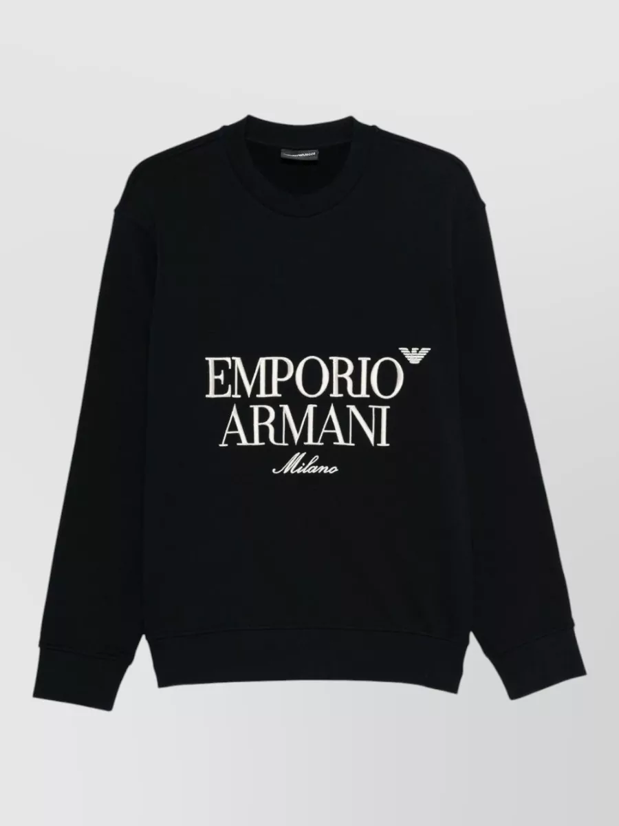 Emporio Armani Cotton Logo-Print Crew-Neck Long-Sleeve Sweatshirt
