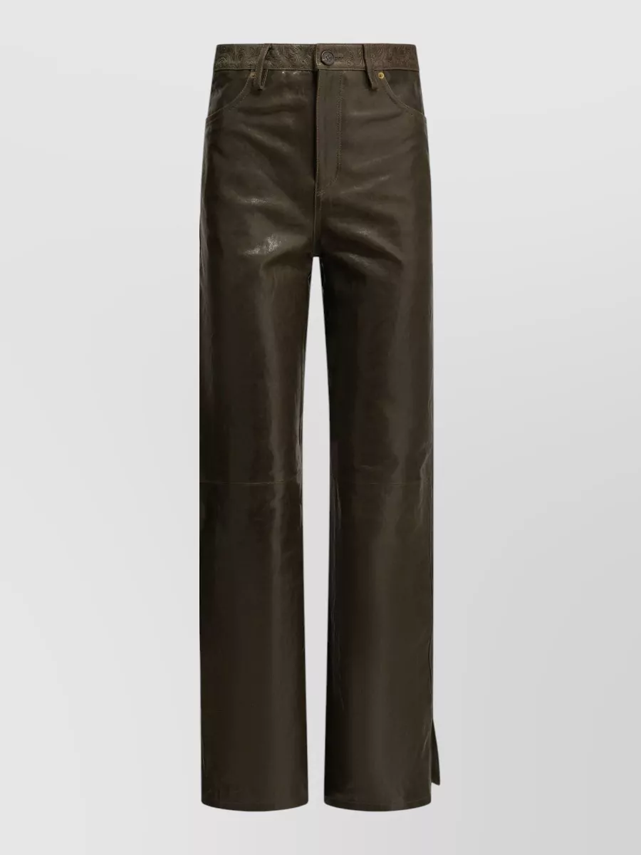 Golden Goose leather high-rise straight-leg pants