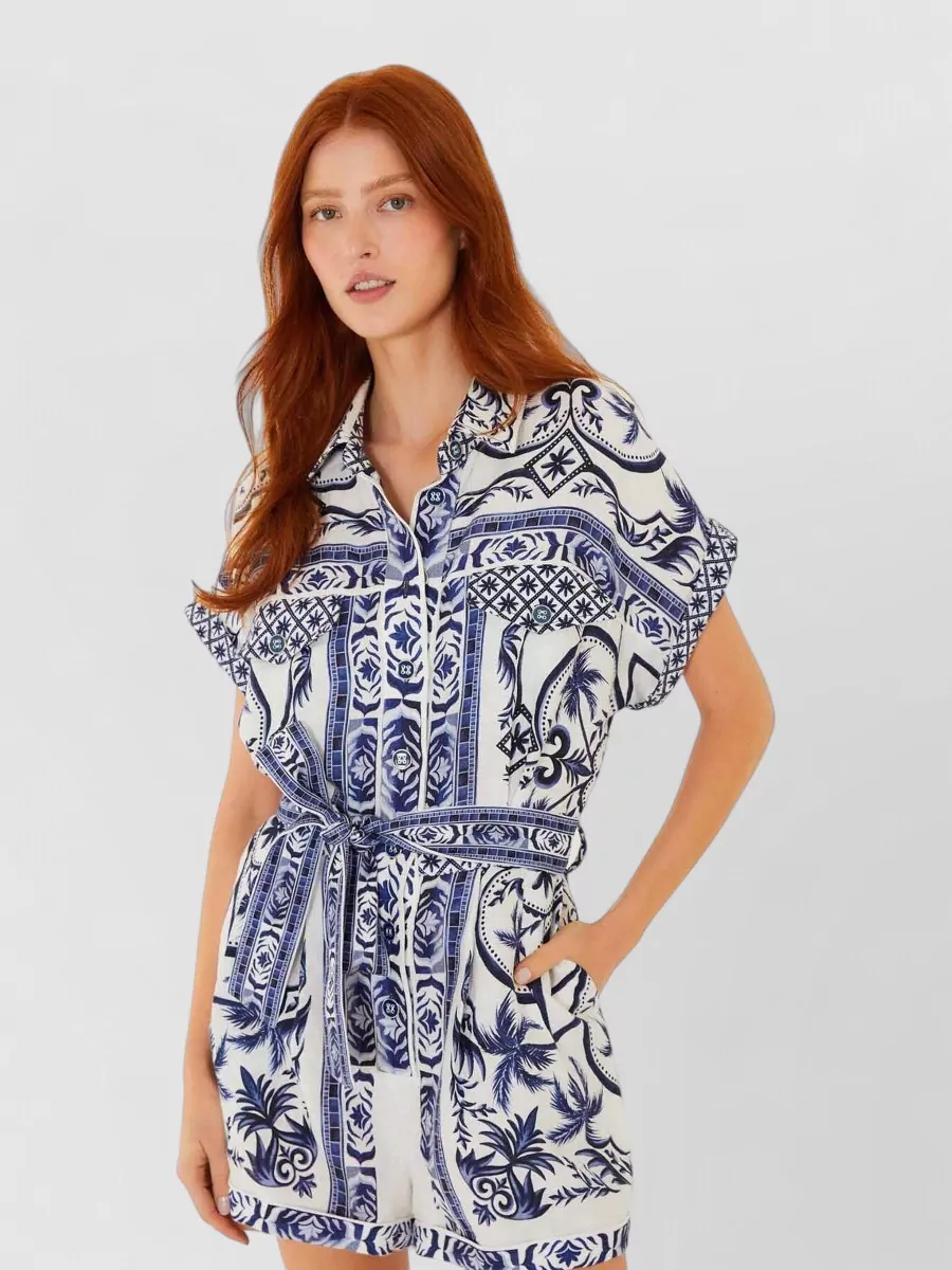 Farm Rio Printed Linen Romper