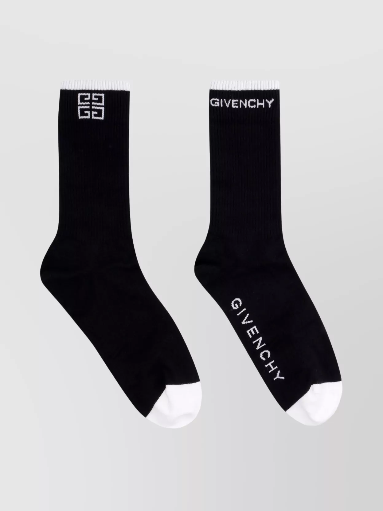 Givenchy Ribbed Texture Socks Contrast Toe Heel In Black
