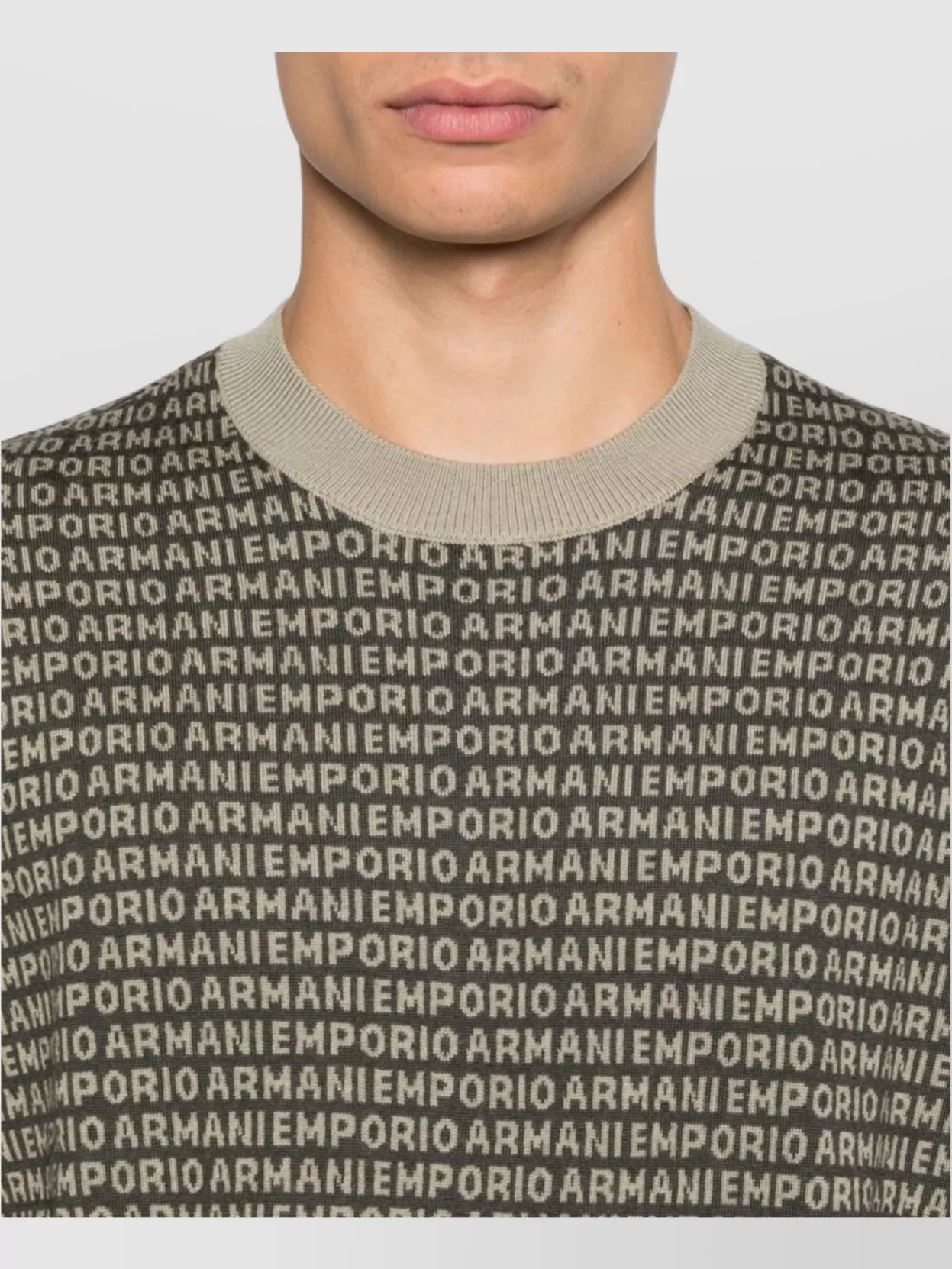 Emporio Armani Wool Crewneck Jumper With Ribbed Cuffs
