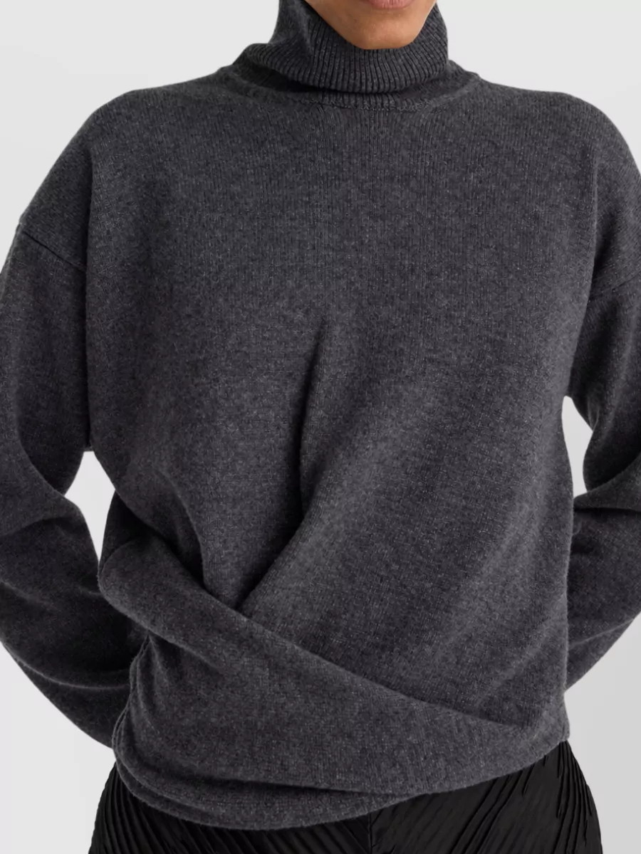 Róhe Cashmere Merino Wool Draped Knotted Turtleneck Sweater