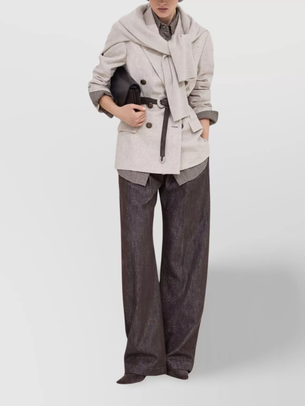 Brunello Cucinelli Wool Double-Breasted Jacket With Peak Lapels