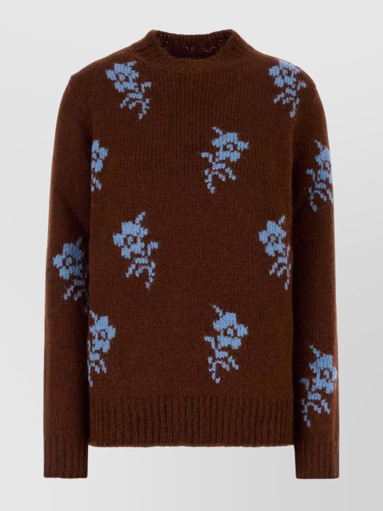 Jil Sander Floral Embroidery Alpaca Blend Sweater In Brown
