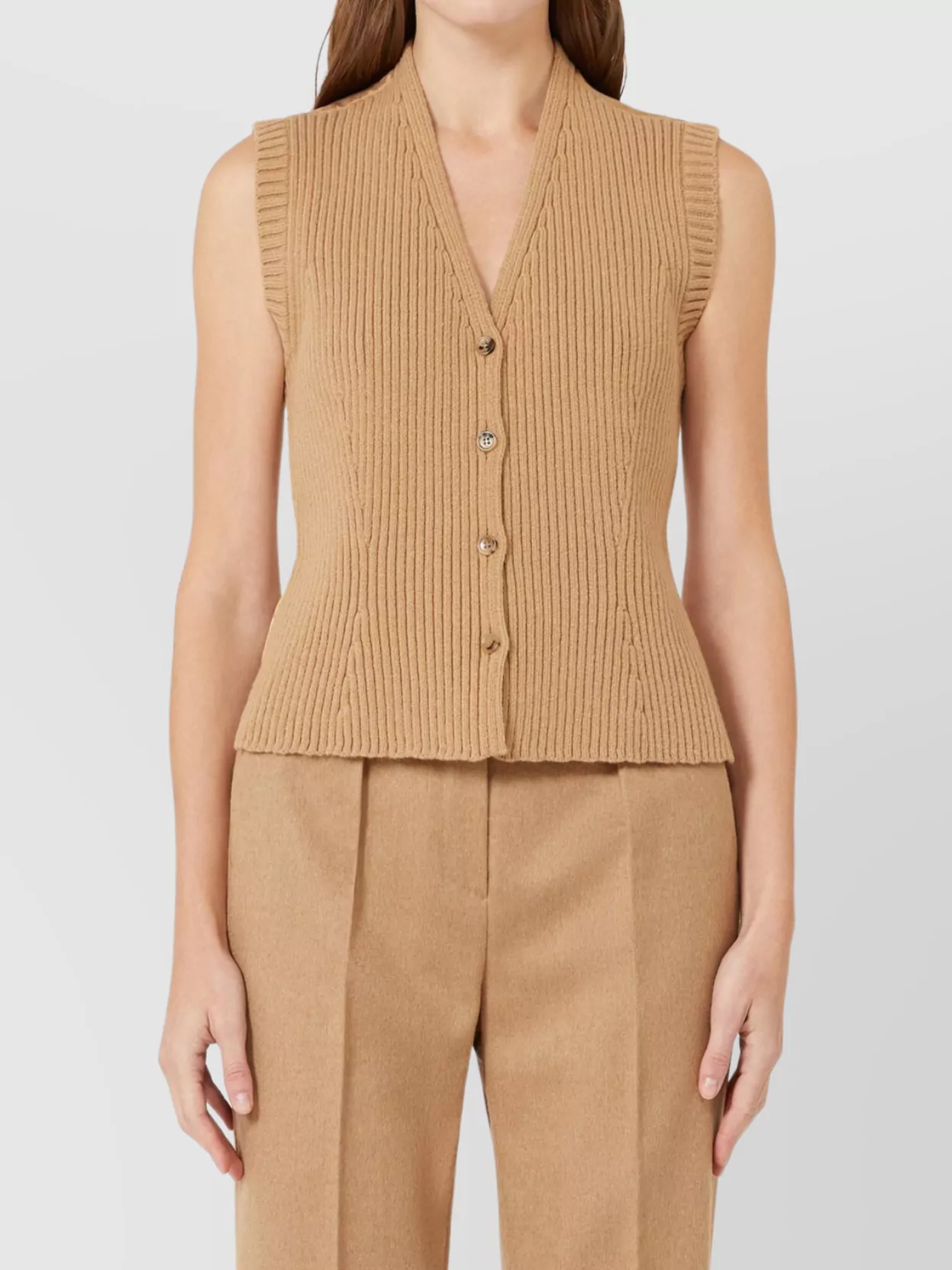 Max Mara Adjustable Back Strap Sleeveless Jacket In Neutral