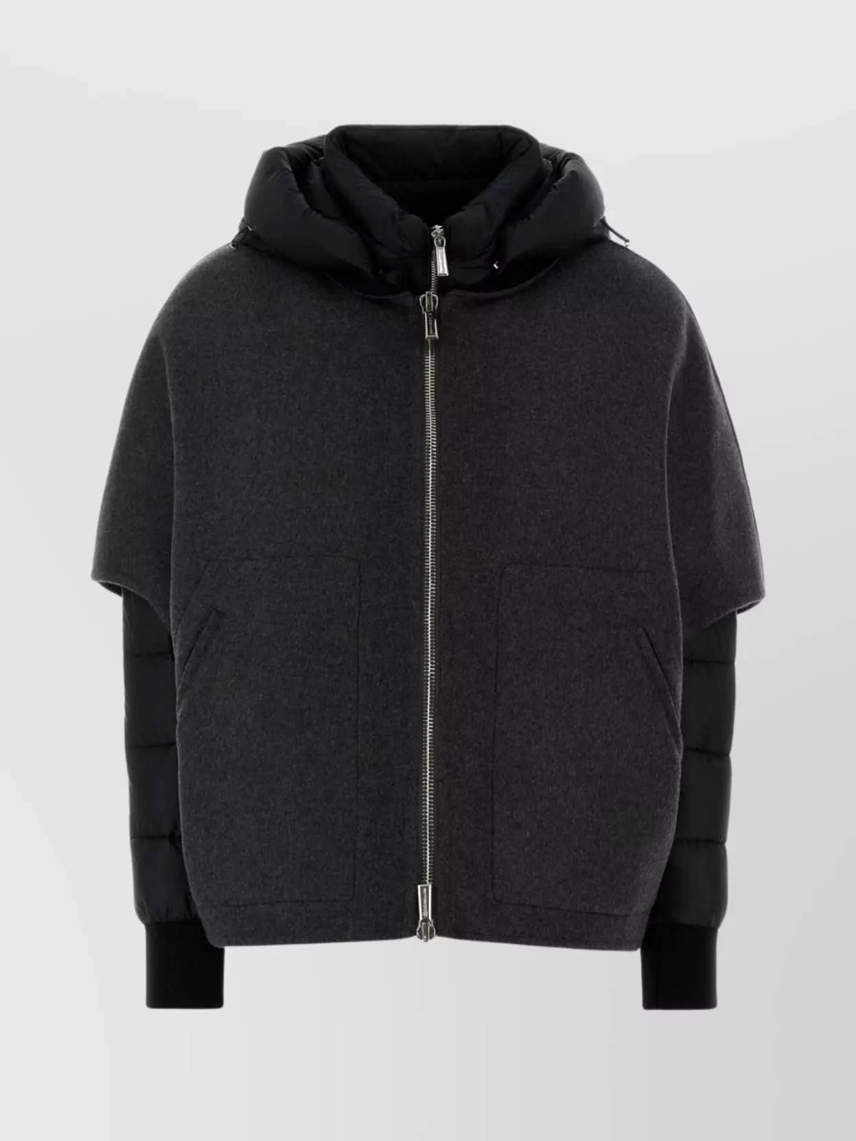 Moorer Hooded Down Jacket Featuring Quilted Sleeves In Gray