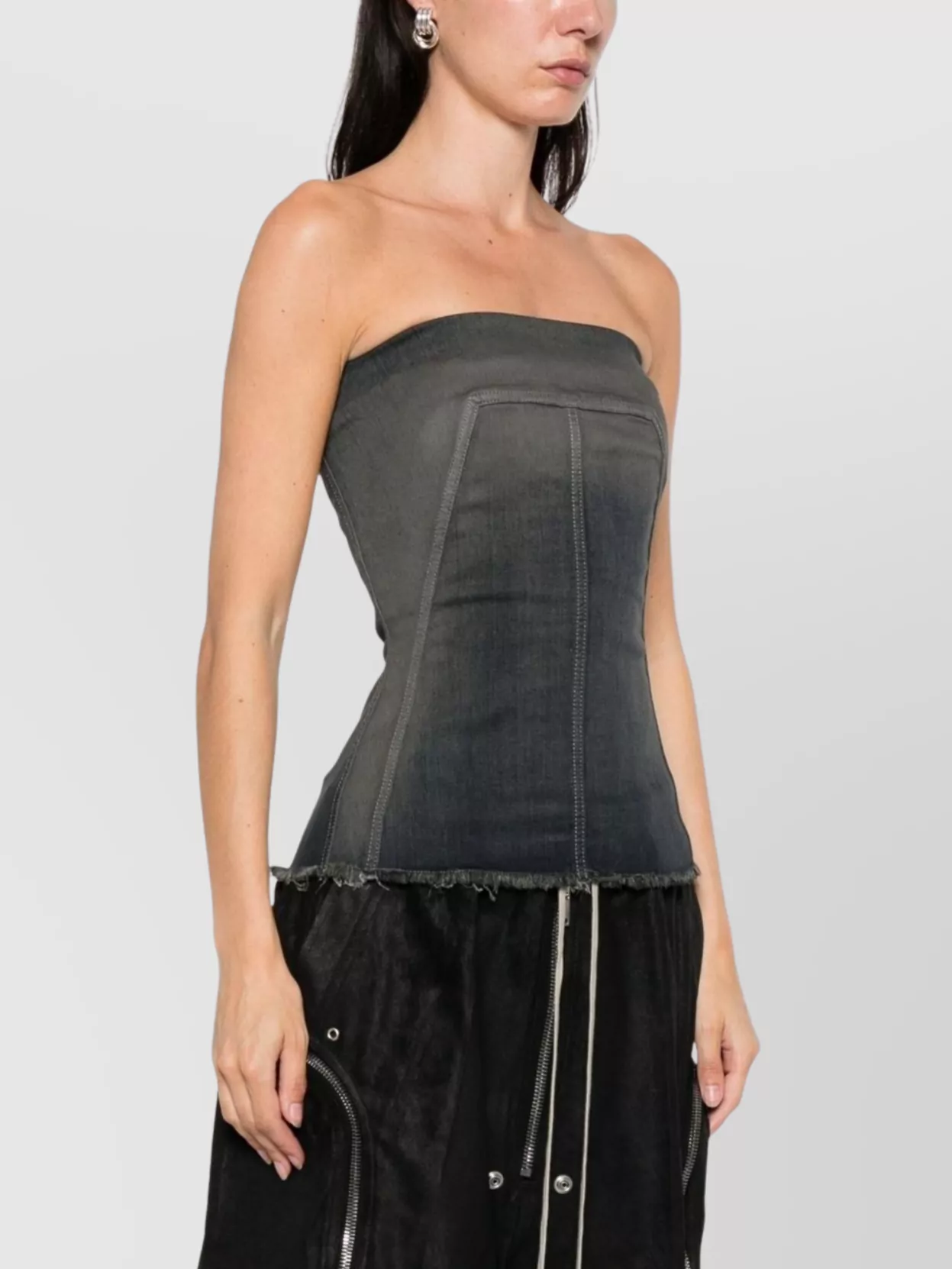 Rick Owens Strapless Panel Detailing Top In Gray